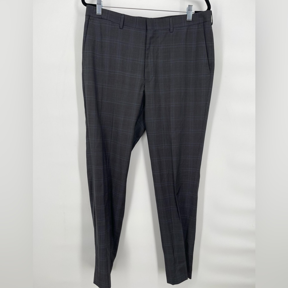 DKNY‎ Light Weight 100% Wool Flat Front Pants 34x32 NWOT Gray & Blue